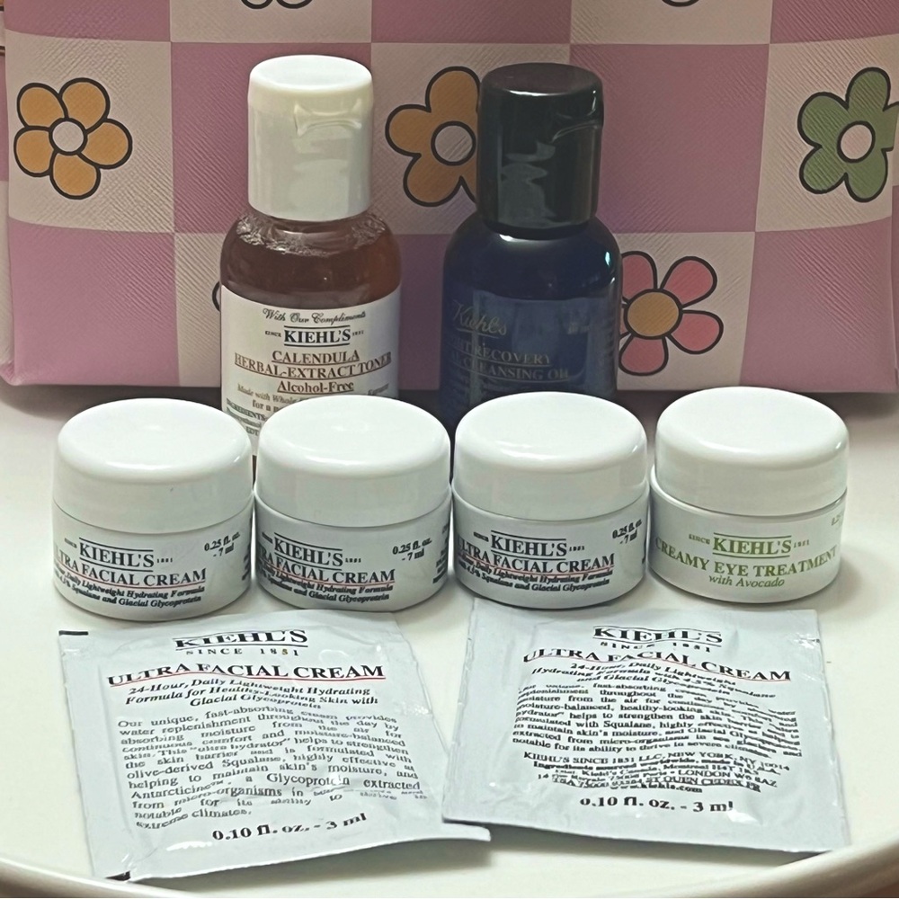 Kiehl’s bundle travel size Ultra Facial Cream Midnight Recovery Calendula Toner